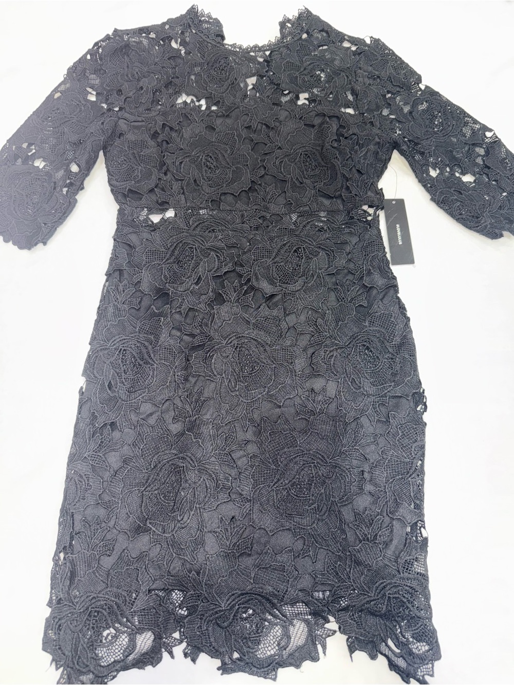 NWT Lulus Black Floral Lace Long Sleeve Mini Dress Size M